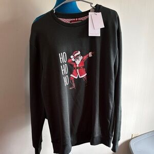 Denim & Flower Green Sweatshirt with Red Santa Graphic